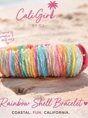 CaliGirl Rainbow Shell Bracelet - Pastel Multicolor, New